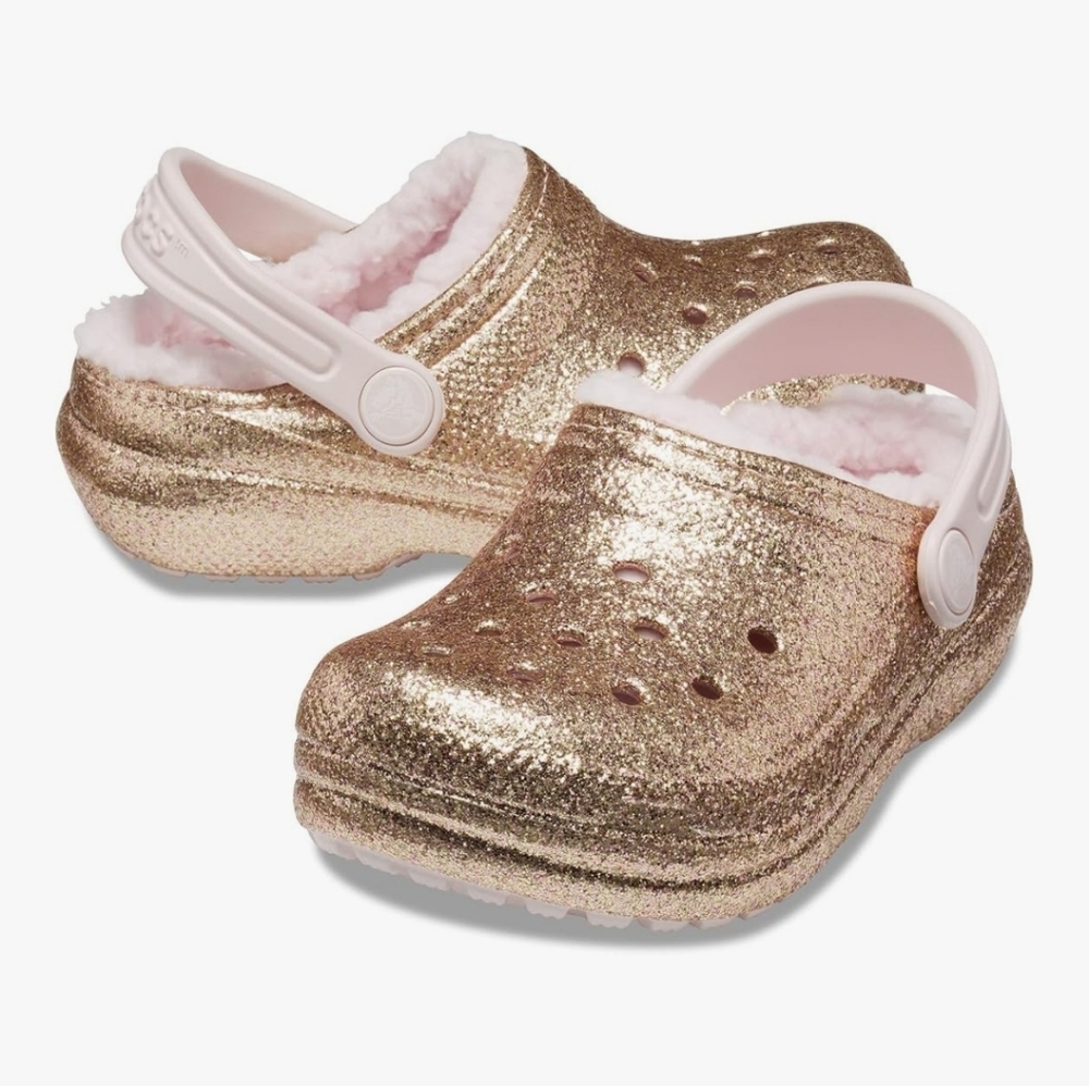 CROCS Kids Glittery Pink Slippers